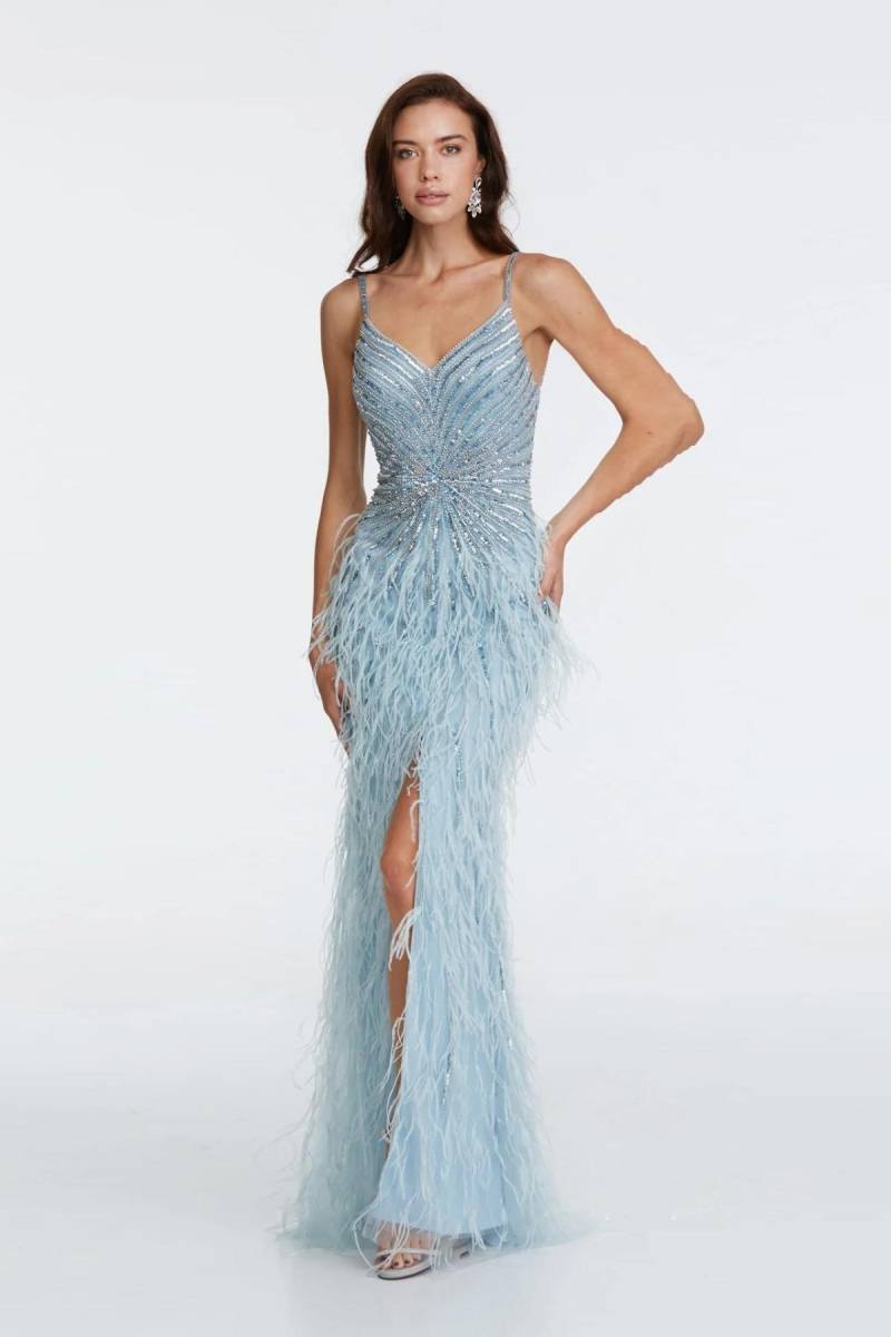 Blue Rope Hanger Stone Furry Imported Evening Dress 85 - 2