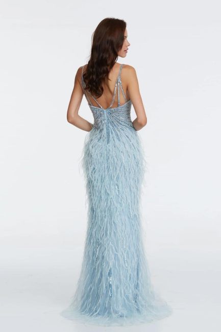 Blue Rope Hanger Stone Furry Imported Evening Dress 85 - 4