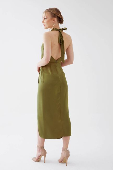 Degage collar bound from the nephew, antvelop satin midi dress 55 - 4