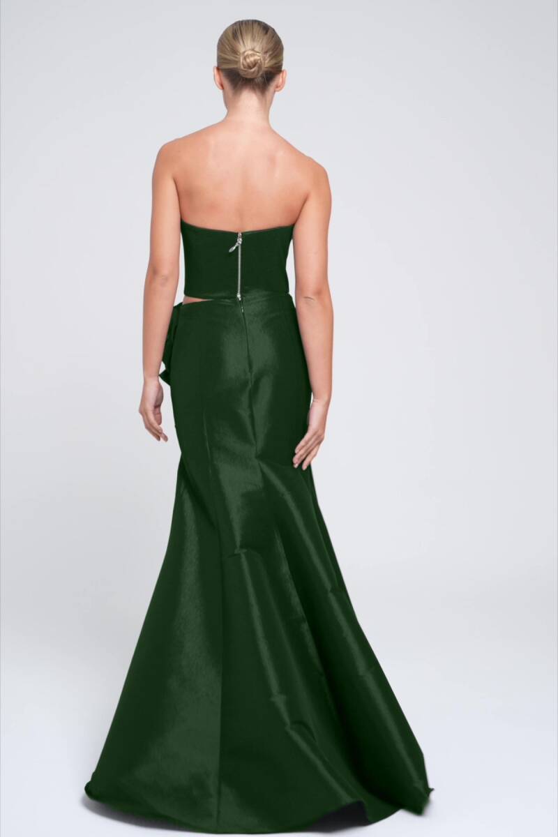 Green Heart Collar Rose Detailed Skirt Filled Bustier-Etech 21 - 2