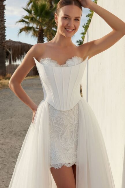 Kemik Gepiyerli Korsajlı İçi Mini Abiye Elbise 05 - 3