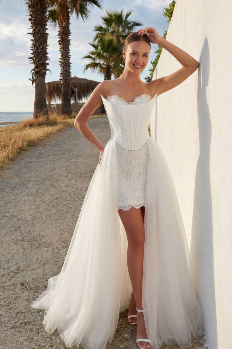 Kemik Gepiyerli Korsajlı İçi Mini Abiye Elbise 05 - 1