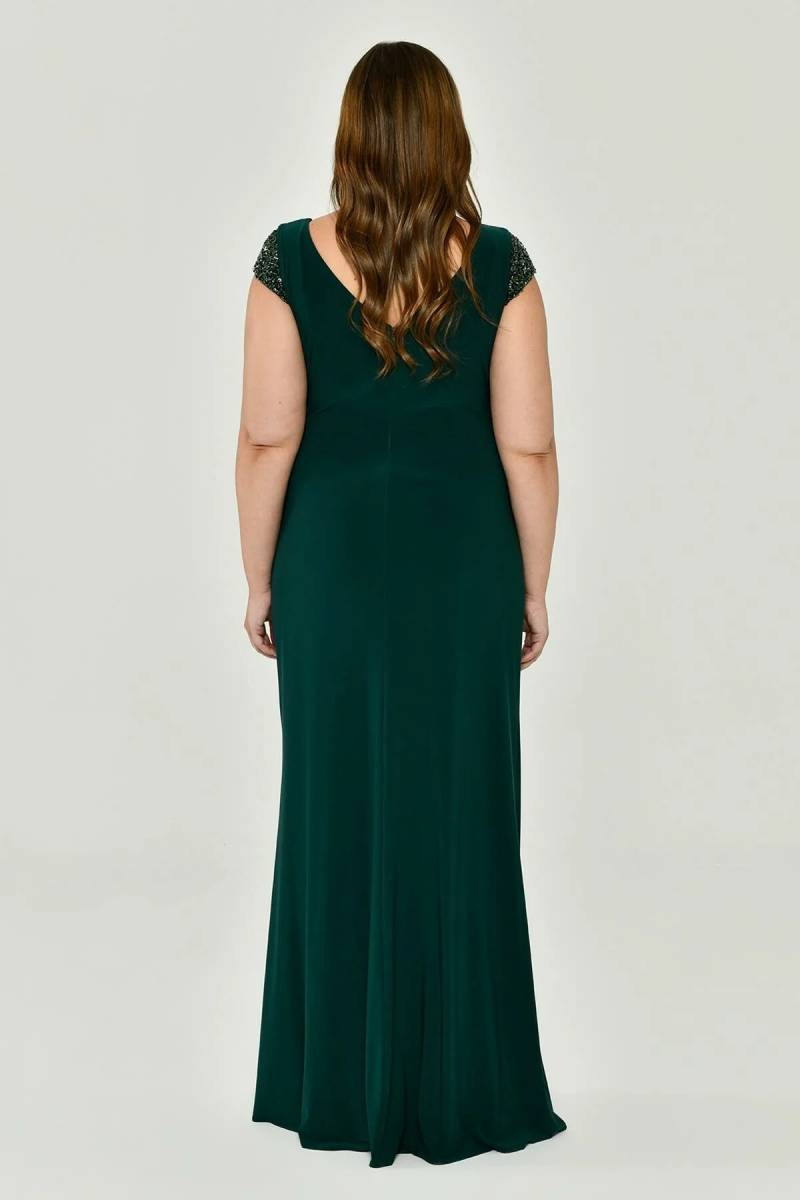 K.ZÜMRÜT thick hanger low arm draped large size evening dresses 49 - 5