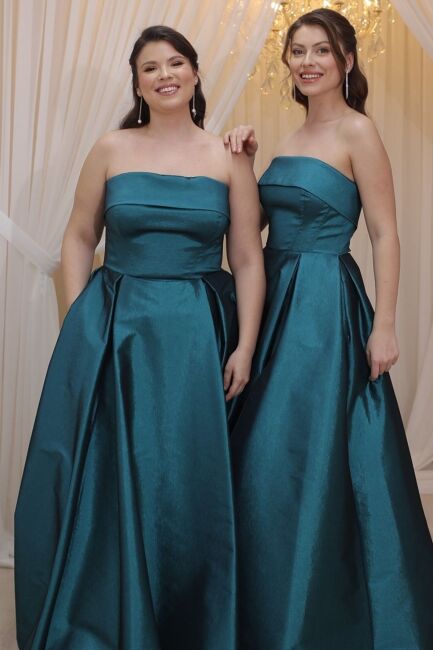 Petrol Straplez Balenli Cepli Yırtmaçlı Tafta Abiye Elbise 37 - Şeref Vural